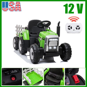 12V Kids Ride On Tractor Car, Battery Powered Toy Vehicle with Trailer and Remote Control Trend Times 0