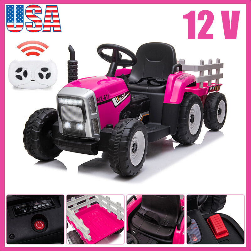 12V Kids Electric Ride On Tractor Car with Trailer and Remote Control Trend Times 0