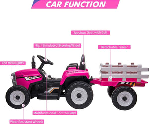 12V Electric Kids Ride-On Tractor Car with Trailer and Remote Control Trend Times 2