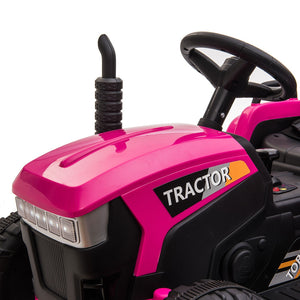 12V Electric Ride-On Tractor with Trailer Battery Powered Toy Car for Toddlers Trend Times 10