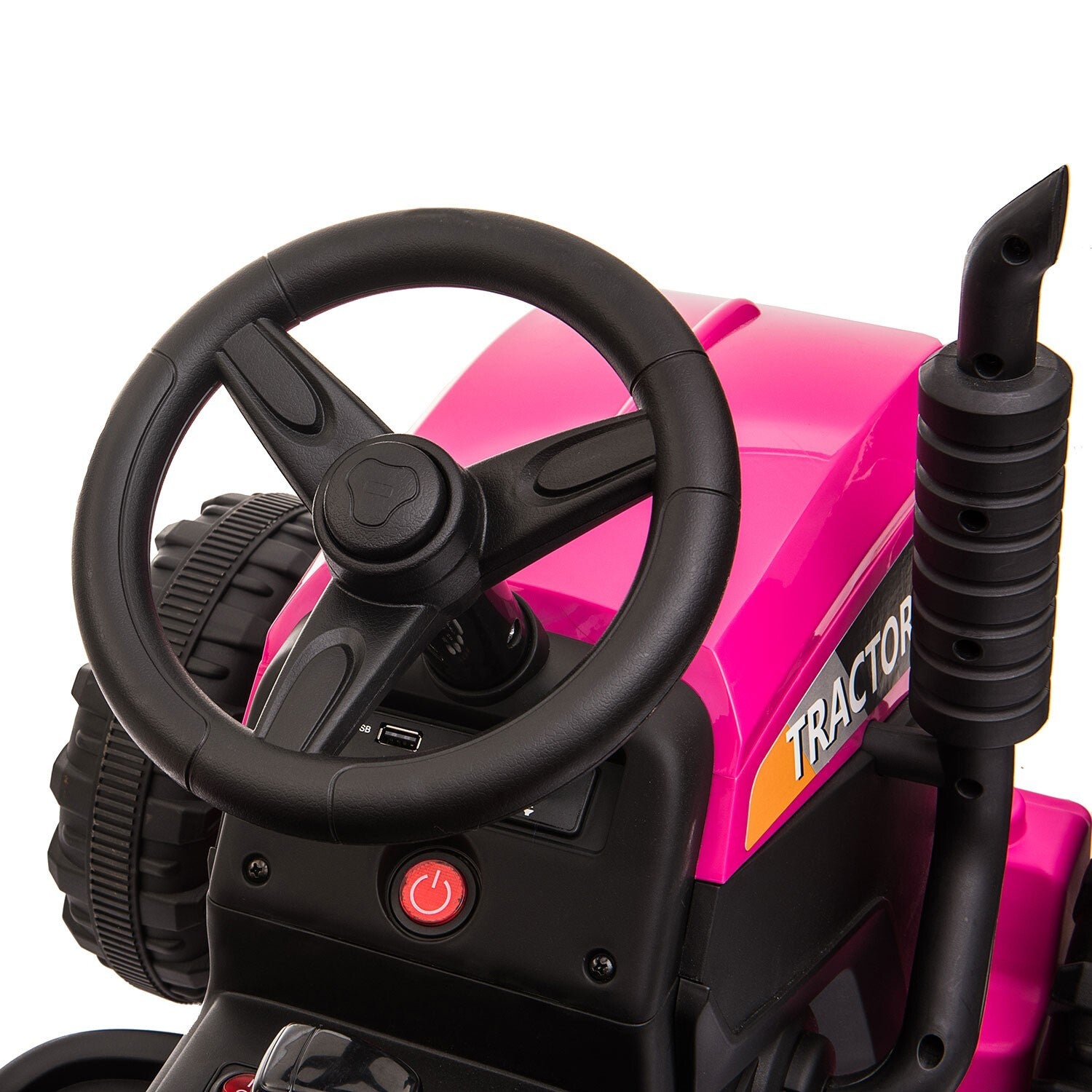 12V Electric Ride-On Tractor with Trailer Battery Powered Toy Car for Toddlers Trend Times 11
