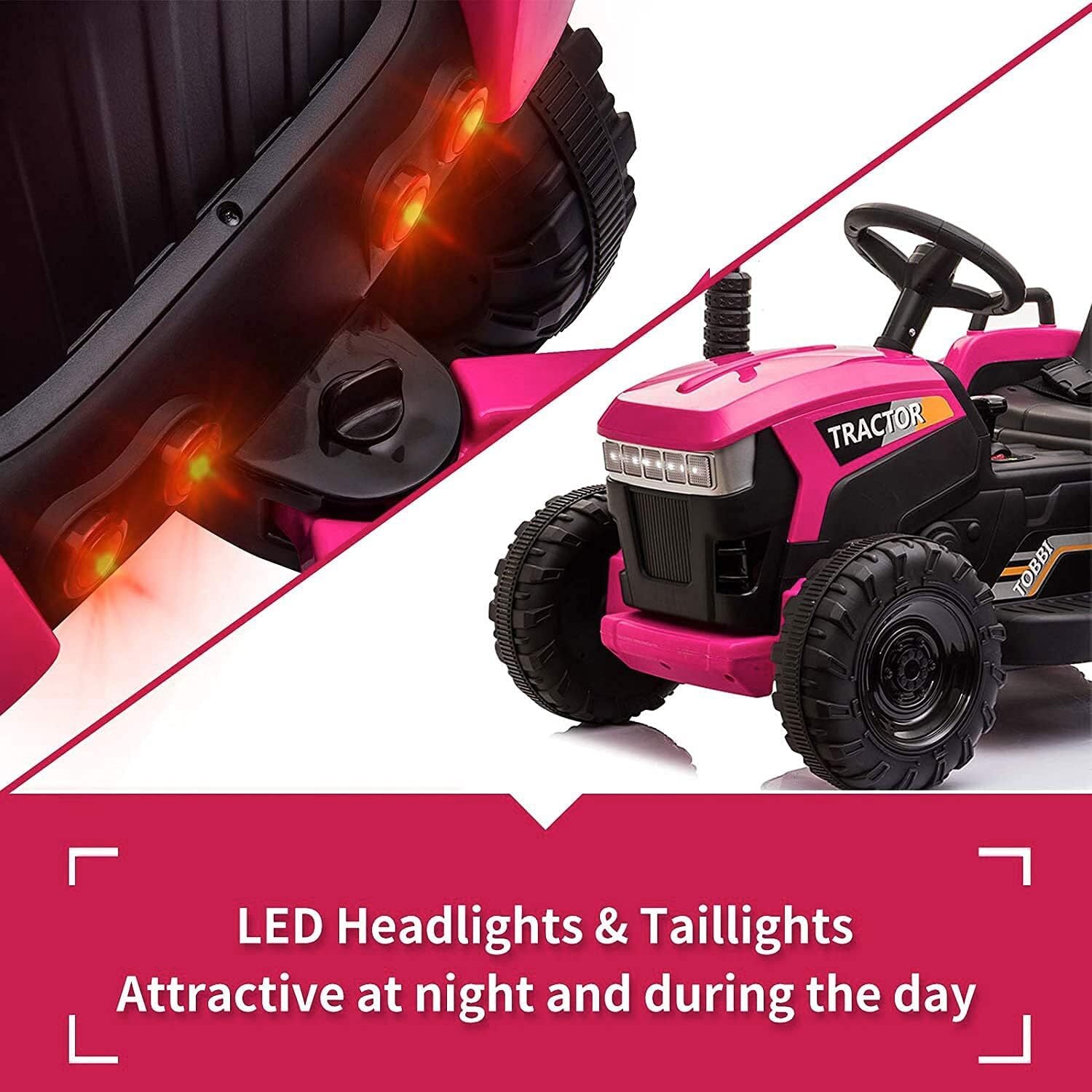 12V Electric Ride-On Tractor with Trailer Battery Powered Toy Car for Toddlers Trend Times 9