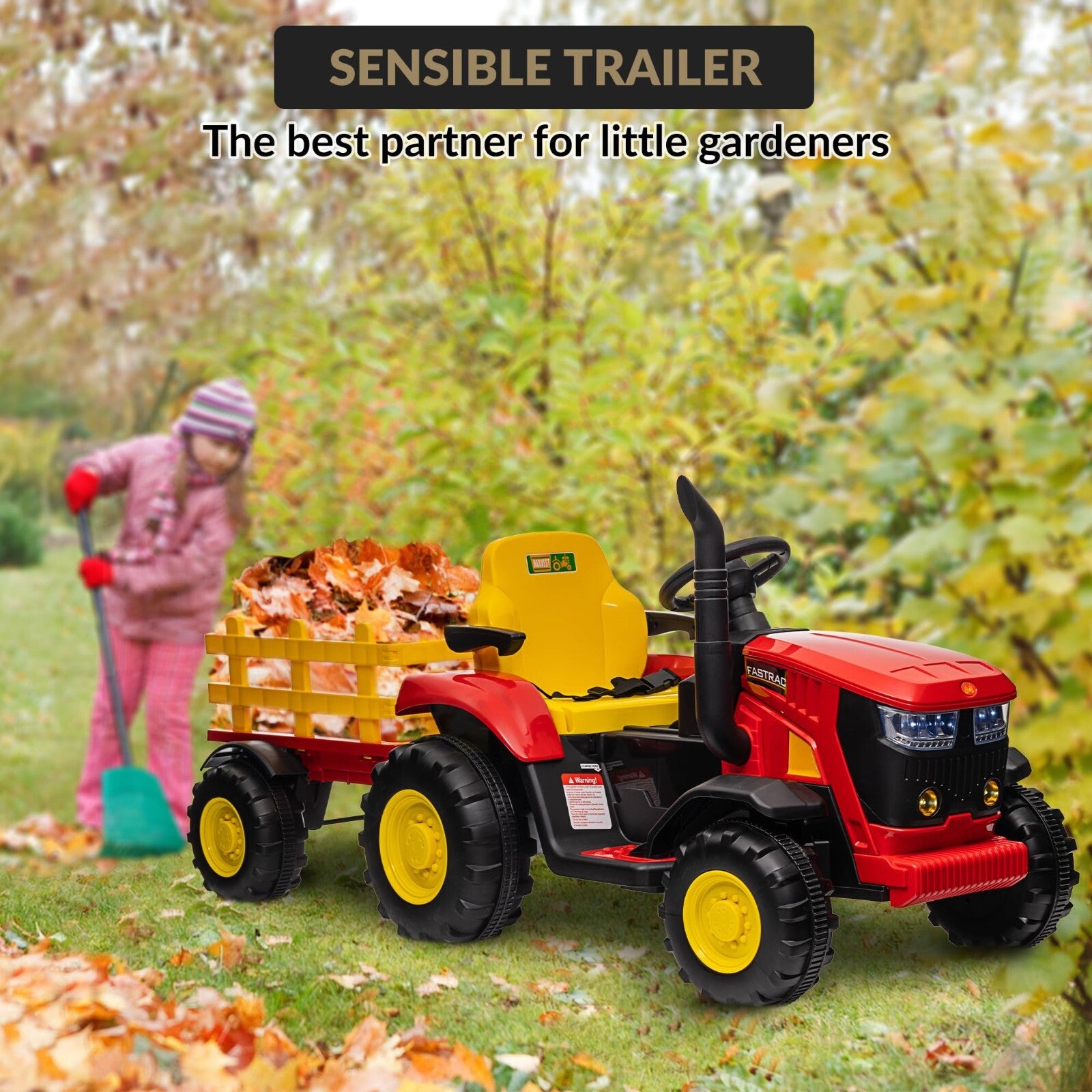 12V Electric Ride-On Kids Tractor with Trailer and Remote Control – Red Trend Times 0