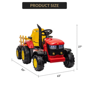 12V Electric Ride-On Kids Tractor with Trailer and Remote Control – Red Trend Times 2