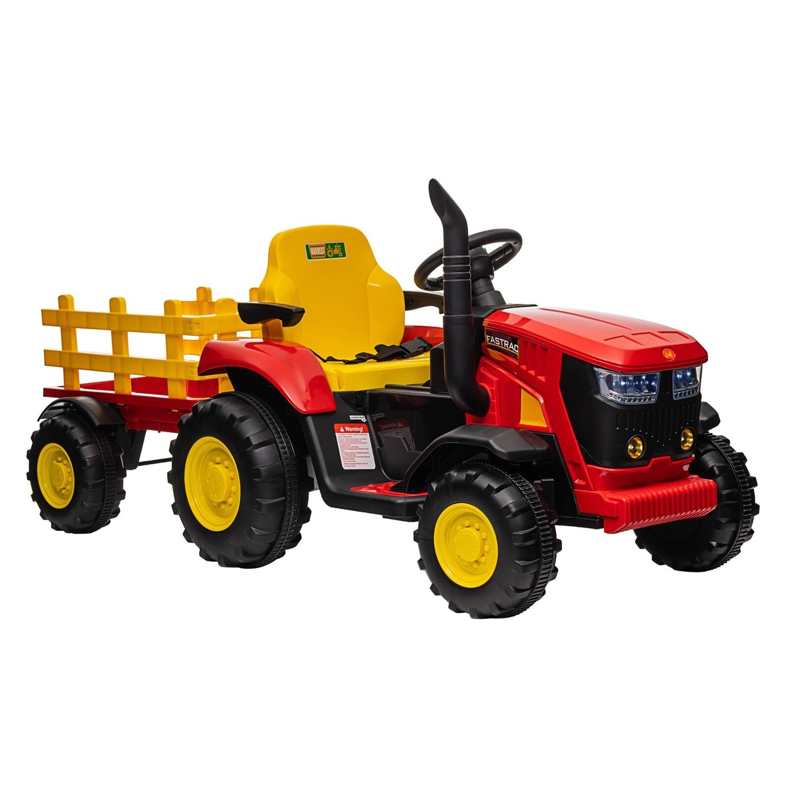 12V Electric Ride-On Kids Tractor with Trailer and Remote Control – Red Trend Times 8