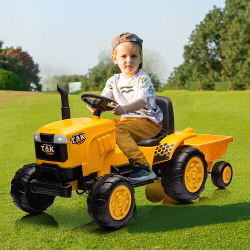 12V Kids Ride-On Electric Tractor and Excavator with Detachable Trailer and Remote Control Trend Times 1