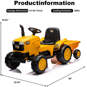 12V Battery-Powered Kids Electric Ride-On Tractor Excavator Motorized Toy Car Trend Times 3