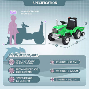 12V Kids Electric Ride-On Tractor Excavator with Detachable Trailer and Remote Control Trend Times 5