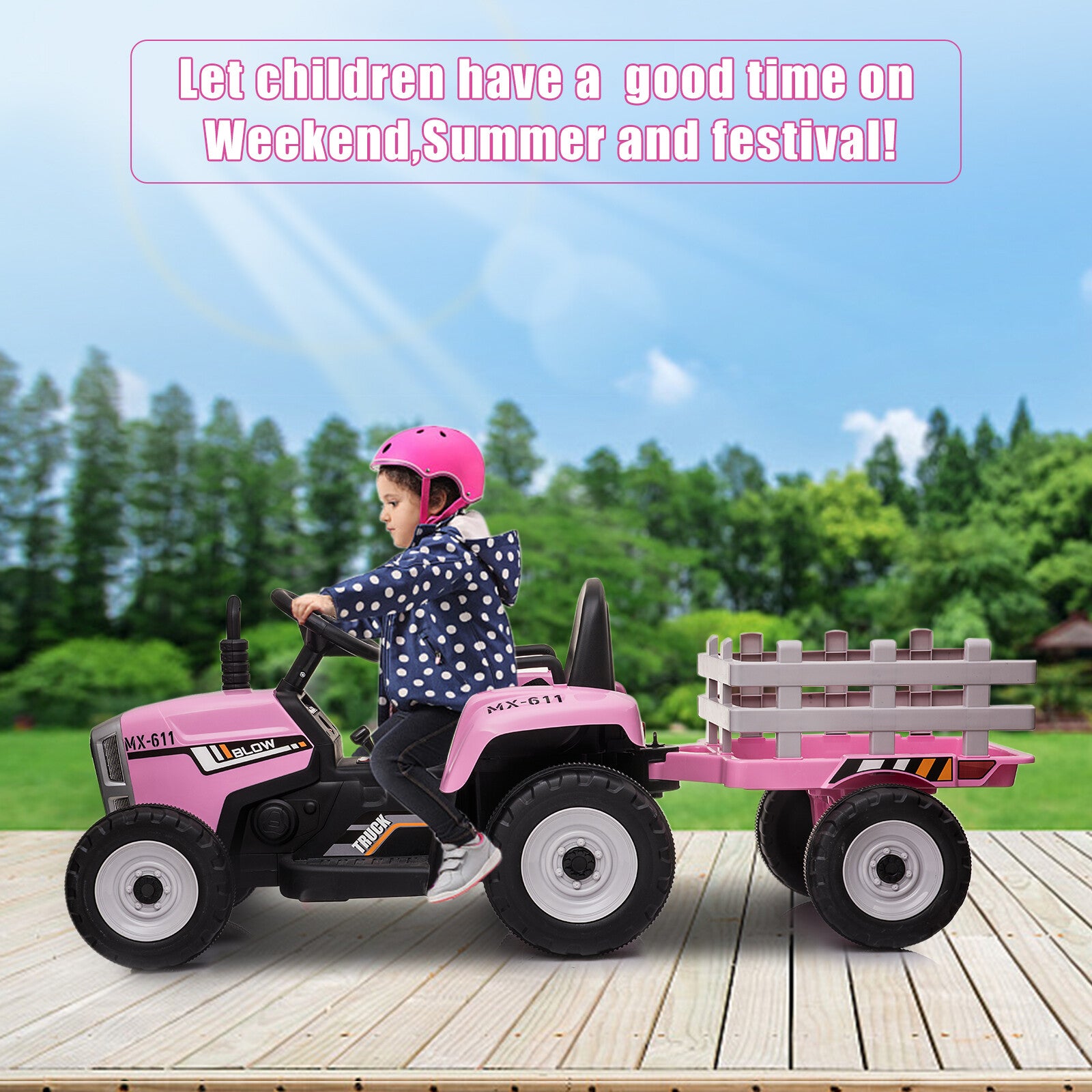 12V Electric Kids Ride-On Tractor with Trailer, Horn, and Remote Control Trend Times 14