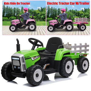12V Electric Kids Ride-On Tractor with Trailer, Horn, and Remote Control Trend Times 7