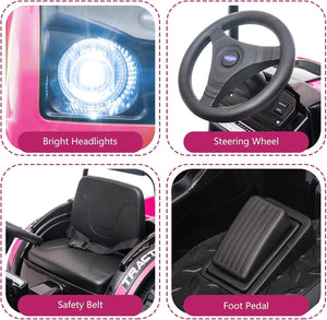 12V Electric Kids Ride-On Tractor Toy with Trailer and Remote Control in Pink Trend Times 5