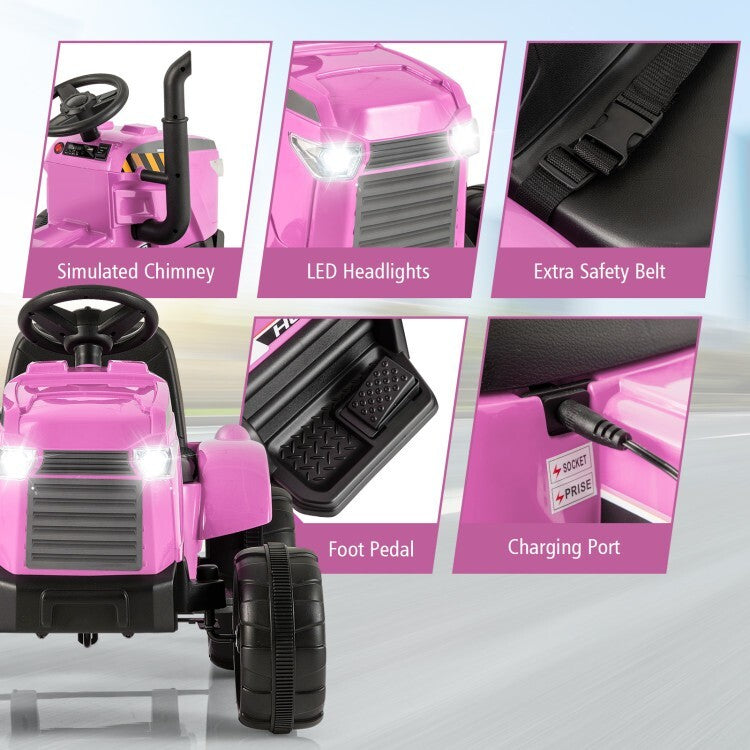 12V Kids Ride-On Tractor with Trailer and Remote Control for Toddlers Trend Times 9
