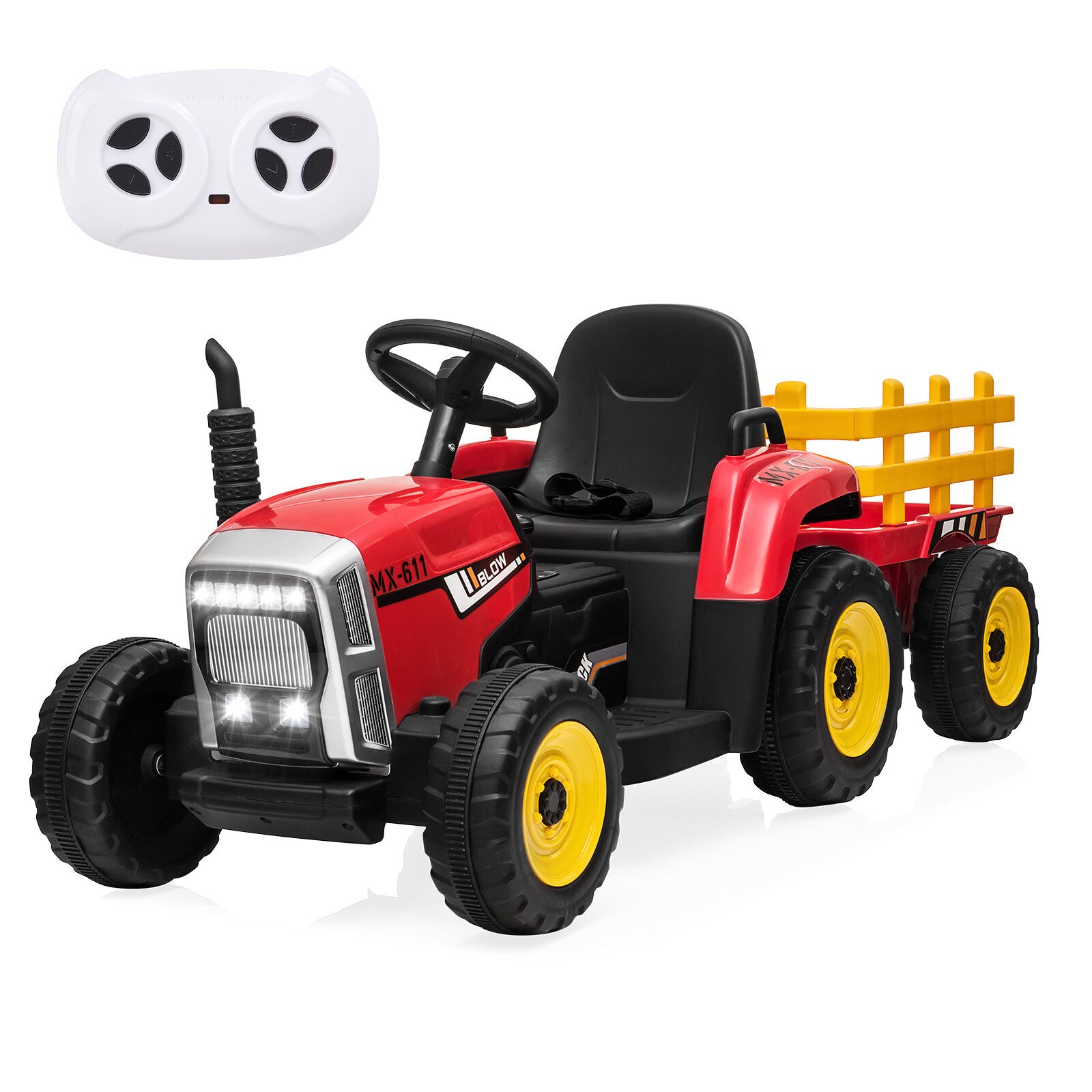 12V Electric Ride-On Tractor with Trailer for Toddlers, Ground Loader Toy Car Trend Times 10