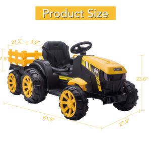 12V Electric Kids Ride-On Tractor Toy with Trailer and Remote Control Trend Times 14