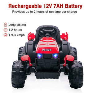 12V Electric Kids Ride-On Tractor Toy with Trailer and Remote Control Trend Times 2