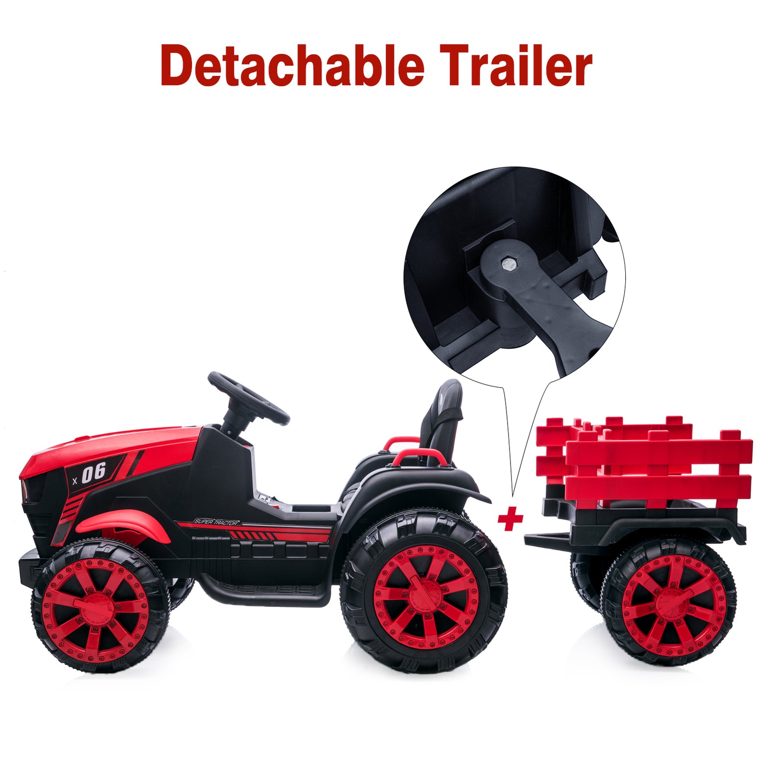 12V Electric Kids Ride-On Tractor Toy with Trailer and Remote Control Trend Times 5