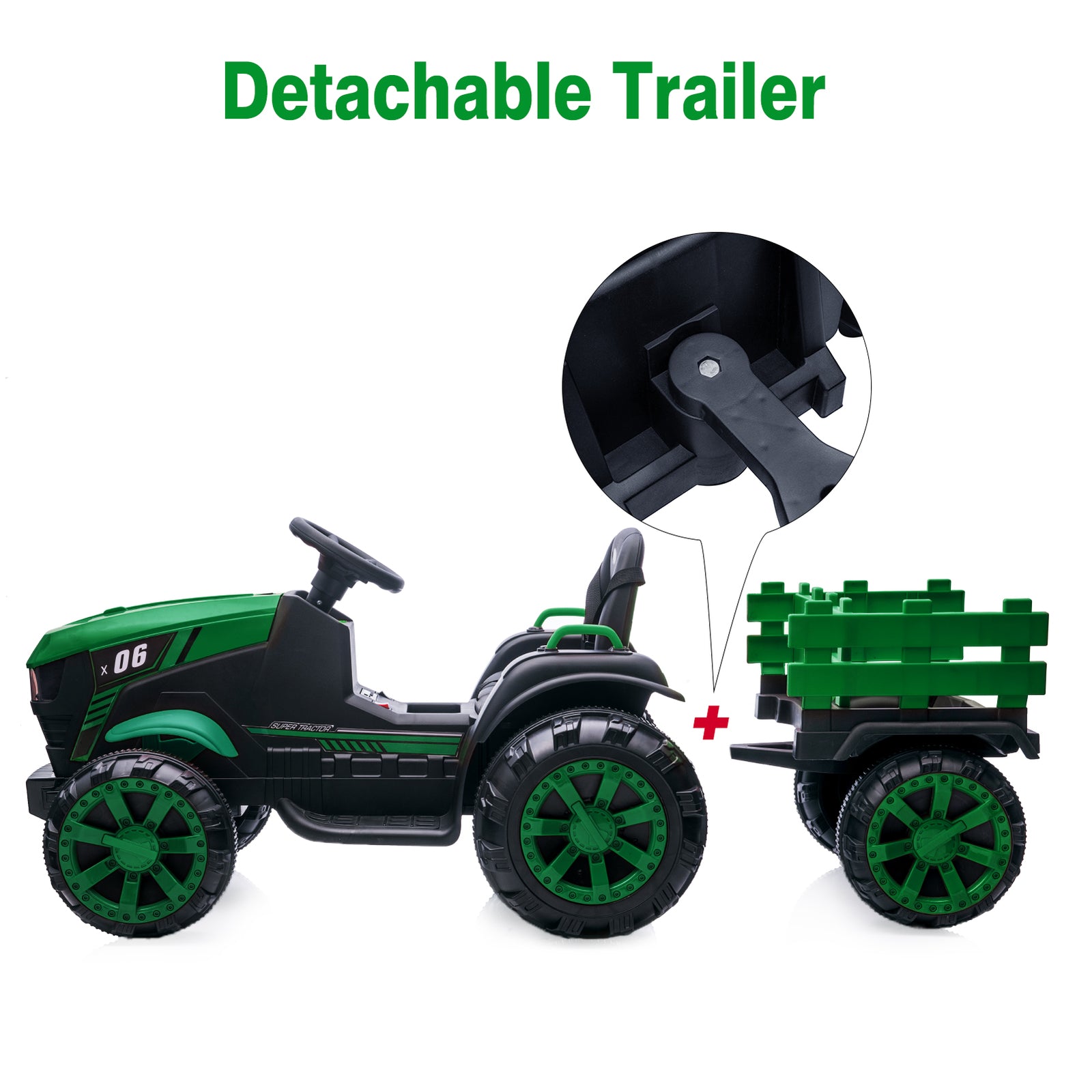 12V Electric Kids Ride-On Tractor Toy with Trailer and Remote Control Trend Times 7