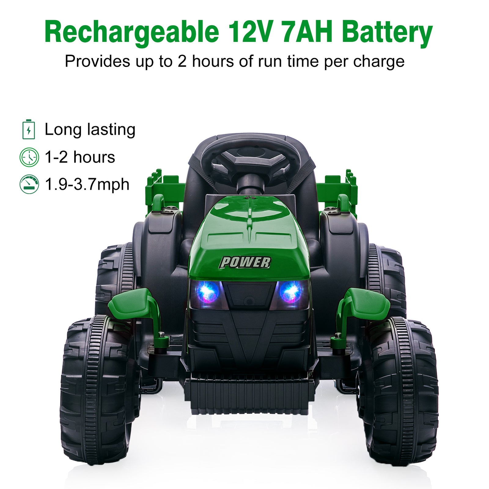 12V Electric Kids Ride-On Tractor Toy with Trailer and Remote Control Trend Times 8