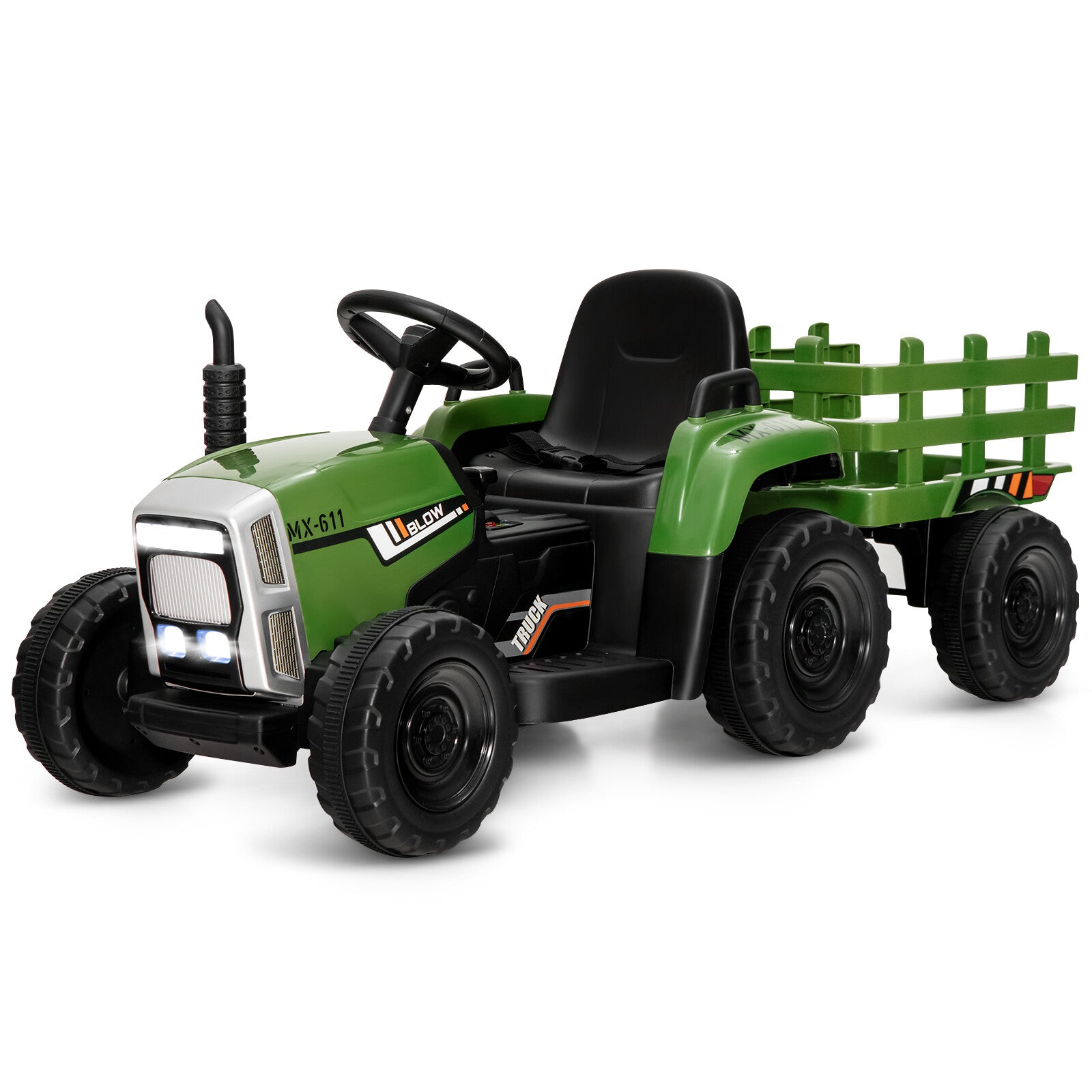 12V Kids Ride-On Tractor with Trailer, 3 Variable Speeds and Remote Control Trend Times 0