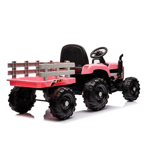 12V Kids Ride-On Tractor with Trailer, Battery Powered, Remote Control, Child-Friendly Vehicle Trend Times 3