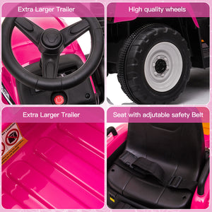 12V Electric Ride-On Tractor and Trailer for Kids with Remote Control and LED Lights Trend Times 4
