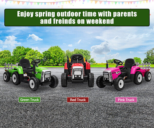 12V Battery-Powered Kids Electric Ride-On Tractor with Trailer and Remote Control Trend Times 5