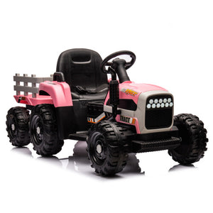 12V Battery-Powered Kids Ride-On Tractor with Trailer and Remote Control, 3-Speed Child Vehicle Trend Times 1