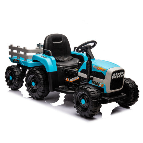12V Battery-Powered Kids Ride-On Tractor with Trailer and Remote Control, 3-Speed Child Vehicle Trend Times 12