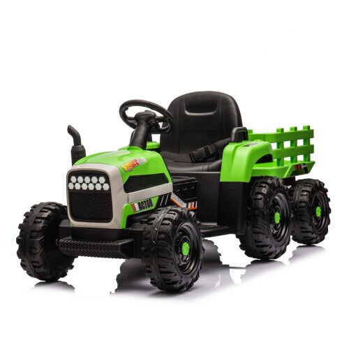 12V Battery-Powered Kids Ride-On Tractor with Trailer and Remote Control, 3-Speed Child Vehicle Trend Times 16