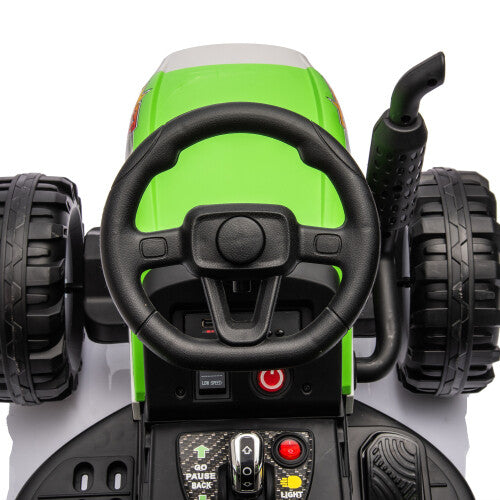 12V Battery-Powered Kids Ride-On Tractor with Trailer and Remote Control, 3-Speed Child Vehicle Trend Times 26