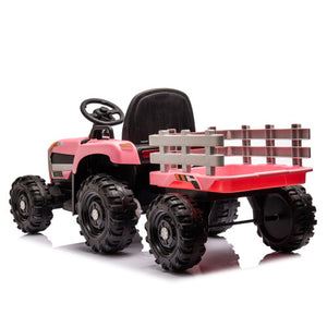 12V Battery-Powered Kids Ride-On Tractor with Trailer and Remote Control, 3-Speed Child Vehicle Trend Times 5