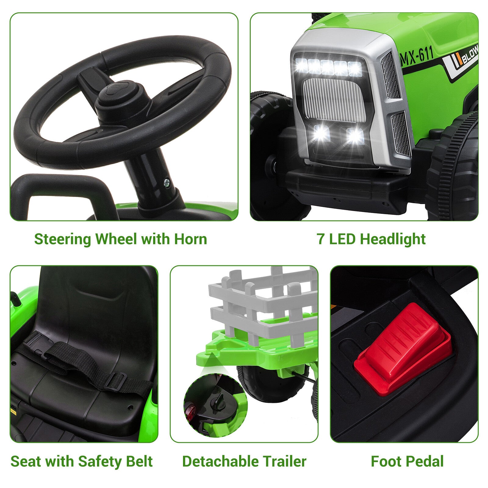 12V Kids Ride On Tractor with Trailer and Remote Control Electric Vehicle Toy Trend Times 18