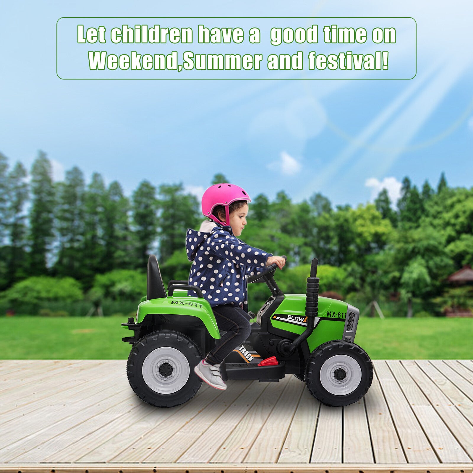 12V Kids Ride On Tractor with Trailer and Remote Control Electric Vehicle Toy Trend Times 4