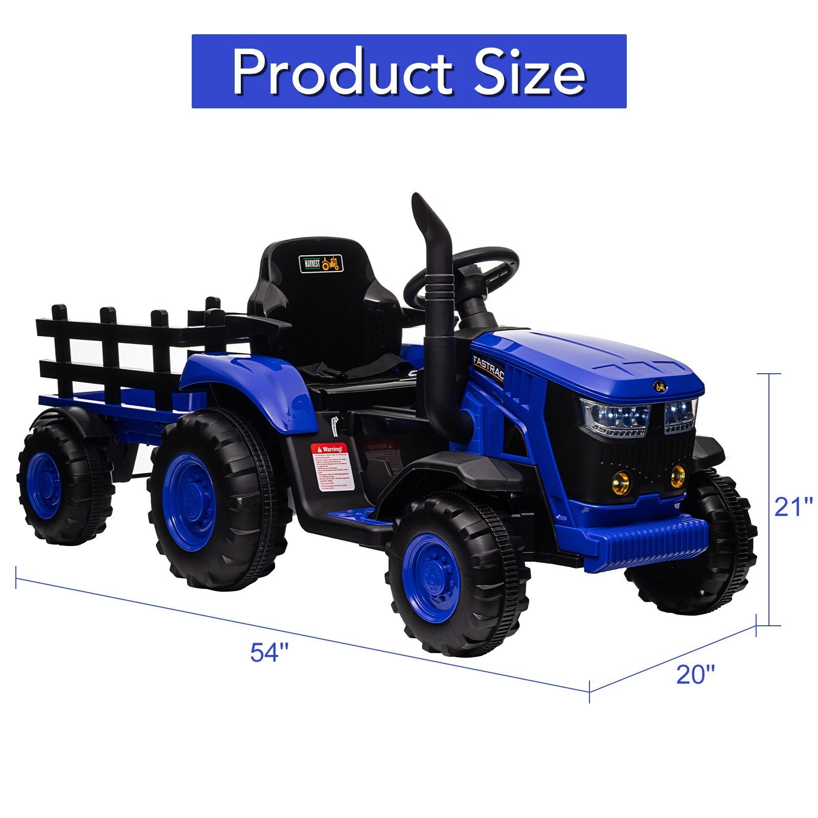 12V Kids Ride-On Tractor with Trailer, Remote Control, LED Lights, Music, USB Charging, and Battery Trend Times 2