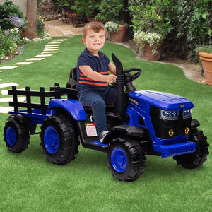 12V Kids Ride-On Tractor with Trailer, Remote Control, LED Lights, Music, USB Charging, and Battery Trend Times 5