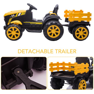 12V Kids Ride-On Tractor with Trailer, 6 Wheels, Safety Belt, LED Lights, and Music Trend Times 7