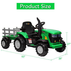12V Battery-Powered Kids Electric Ride-On Tractor with Trailer and Remote Control Toy Car Trend Times 10