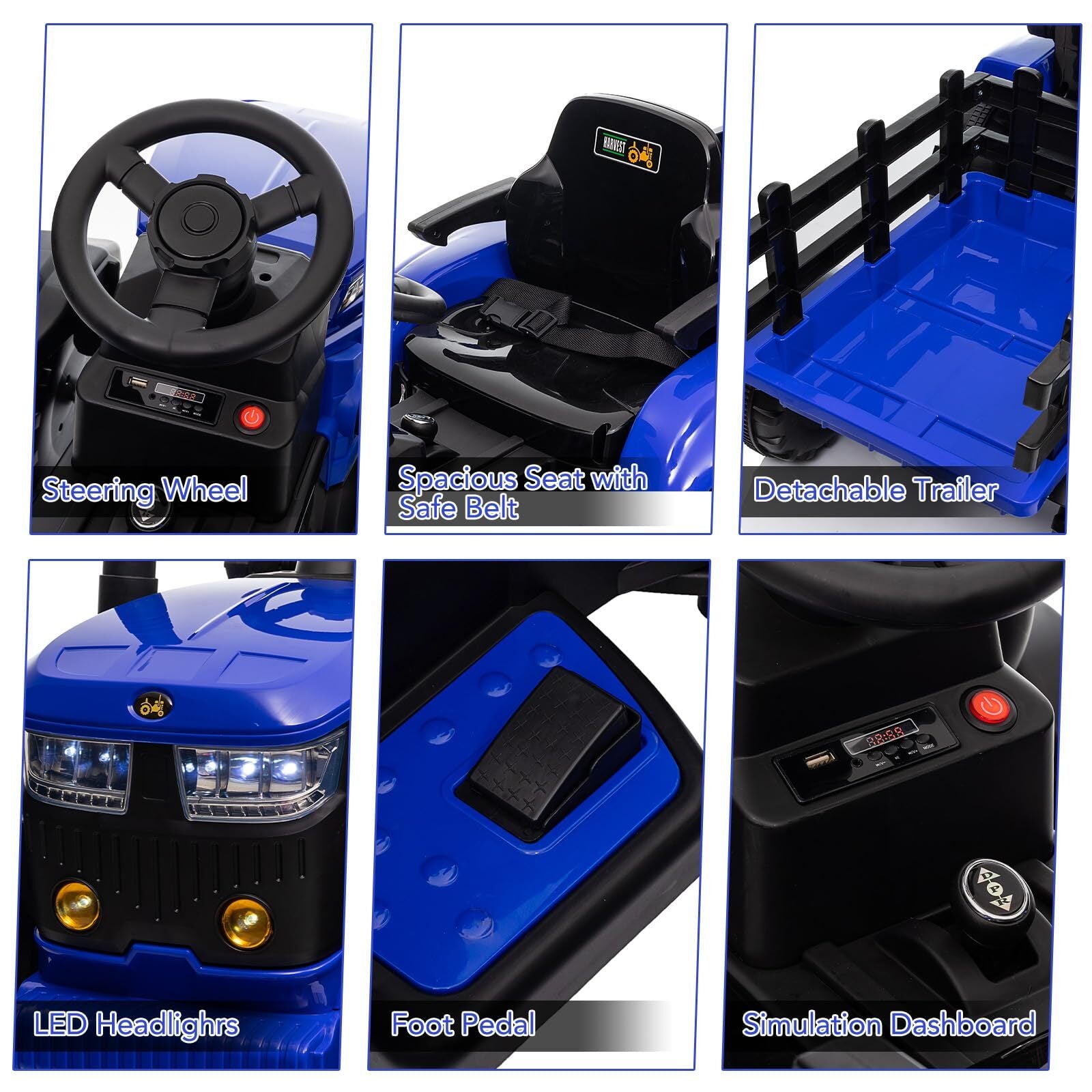 12V Electric Kids Ride-On Tractor with Trailer and 3-Speed Control Toy Trend Times 5