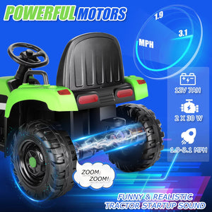 12V Kids Ride-On Tractor with Trailer and Ground Loader 55" x 20" x 20.5" Trend Times 1