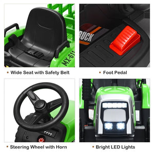 12V Kids Ride-On Tractor with Trailer, Ground Loader, RC Remote Control, and Lights Trend Times 5