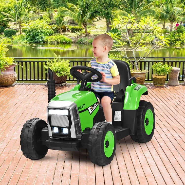 12V Kids Ride-On Tractor with Trailer, Ground Loader, RC Remote Control, and Lights Trend Times 6
