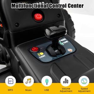 12V Kids Ride-On Tractor with Trailer and Ground Loader Remote Control and Lights in Black Trend Times 3