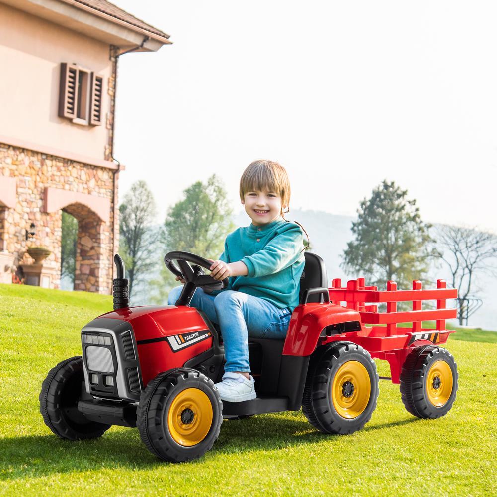 12V Kids Ride-On Tractor with Trailer, Remote Control, and LED Headlights Trend Times 10
