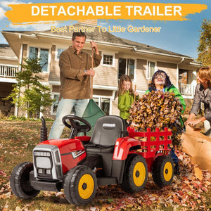 12V Kids Ride-On Tractor with Trailer, Remote Control, and LED Headlights Trend Times 4