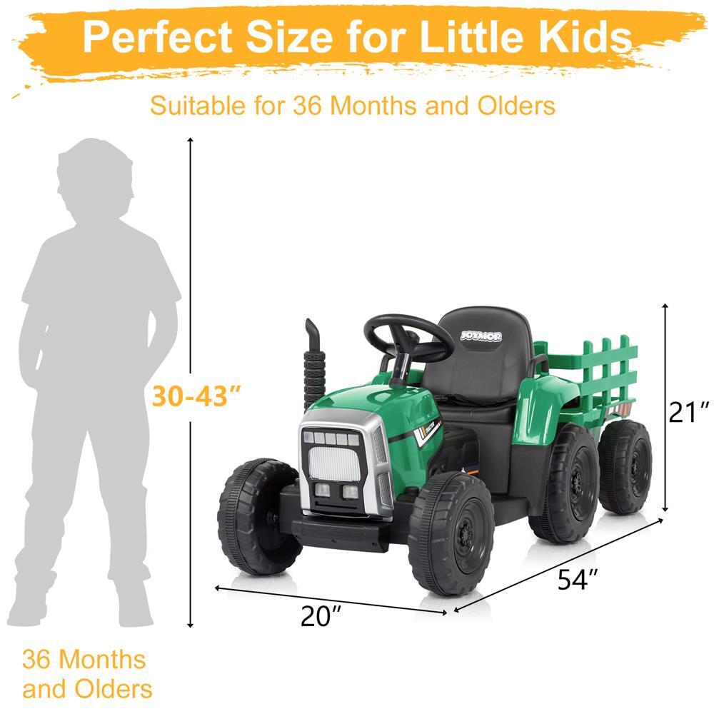 12V Kids Ride-On Tractor with Trailer, Remote Control, and LED Headlights Trend Times 5