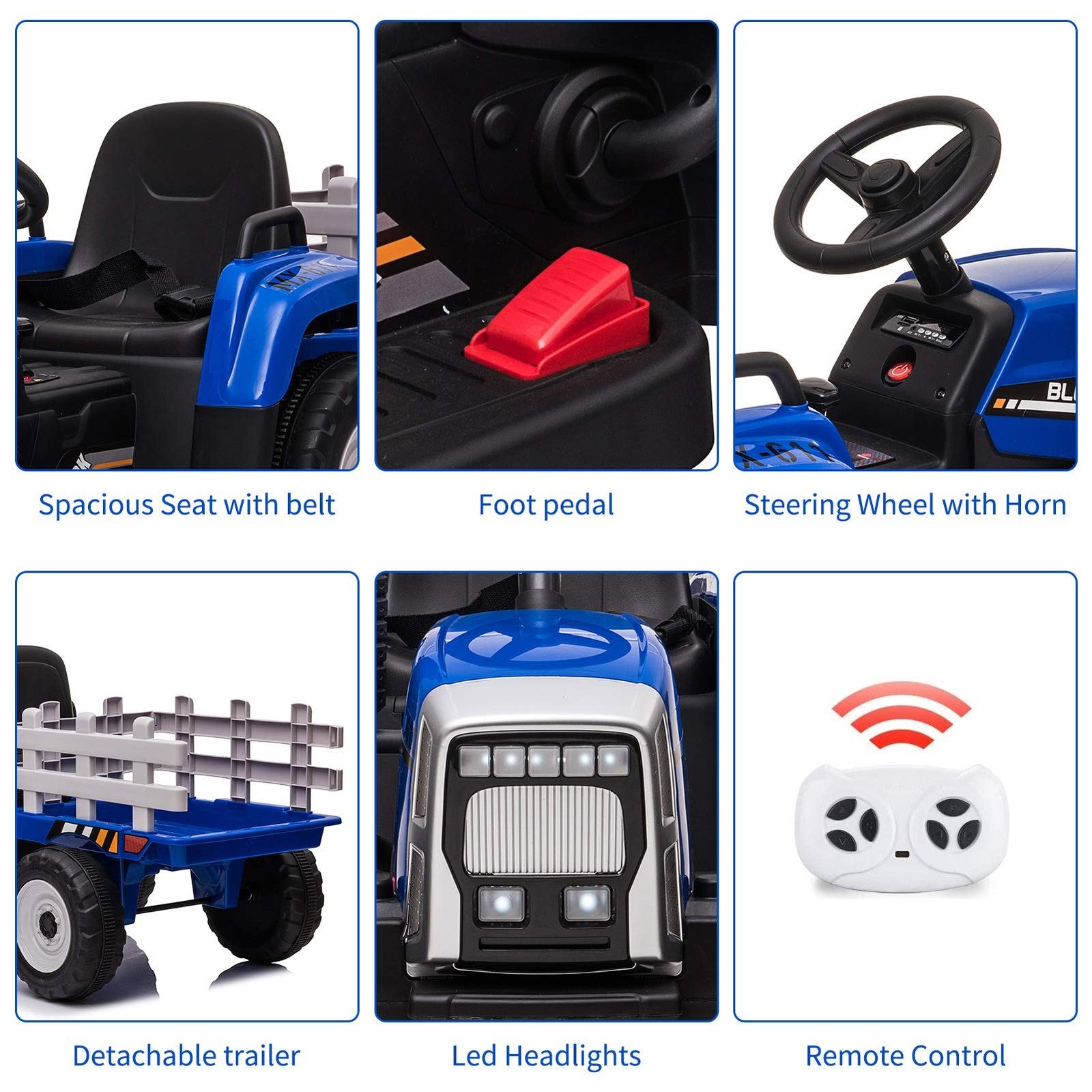 12V Battery-Powered Kids Ride-On Tractor with Trailer and Remote Control for Toddlers Trend Times 2