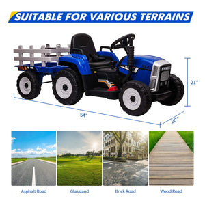 12V Battery-Powered Kids Ride-On Tractor with Trailer and Remote Control for Toddlers Trend Times 6