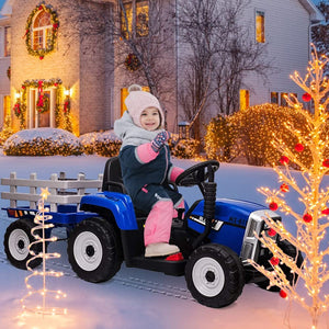 12V Battery-Powered Kids Ride-On Tractor with Trailer and Remote Control for Toddlers Trend Times 8