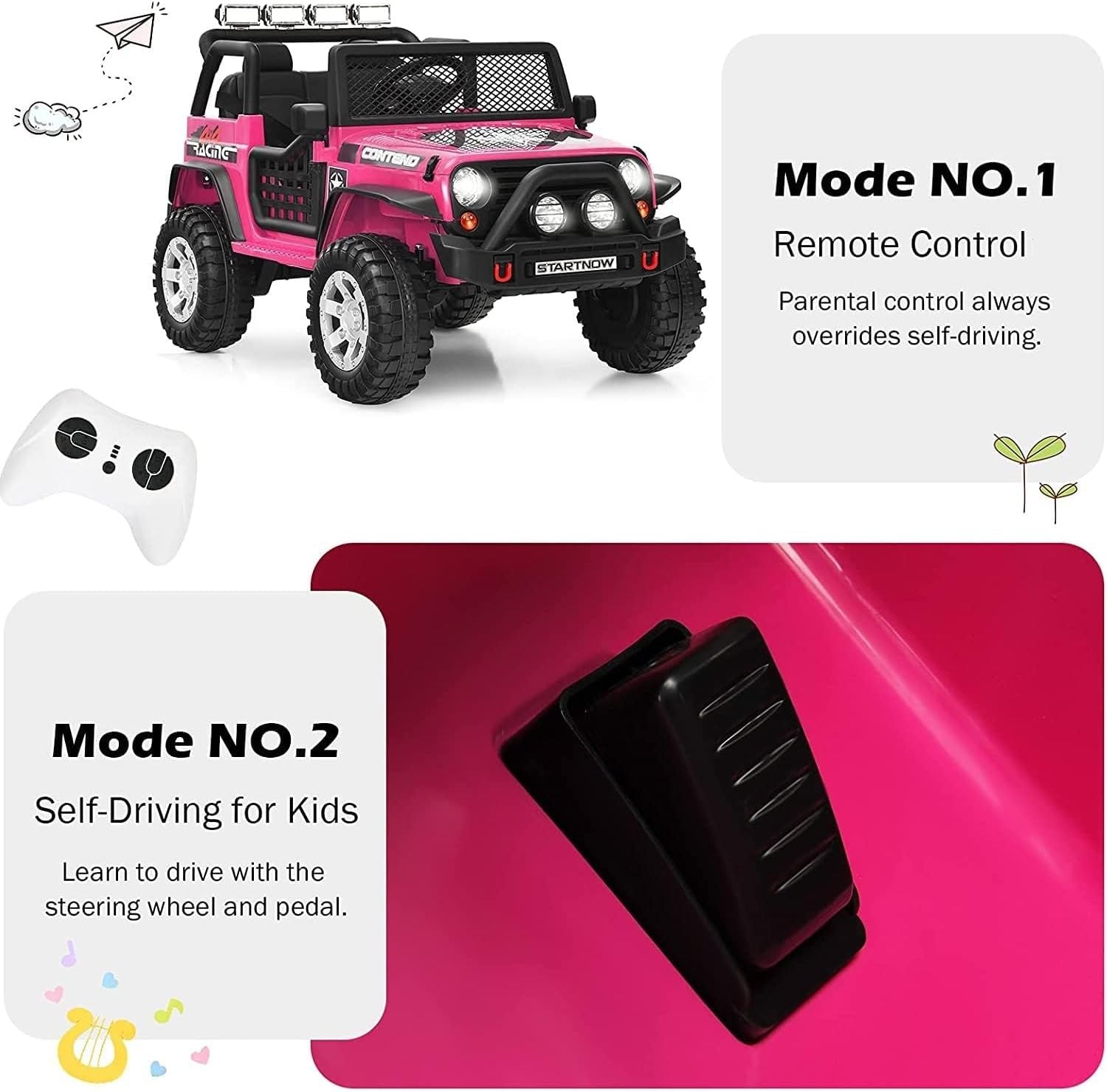 12V Electric 2-Seater Kids Ride-On Jeep Truck with Remote Control Trend Times 1