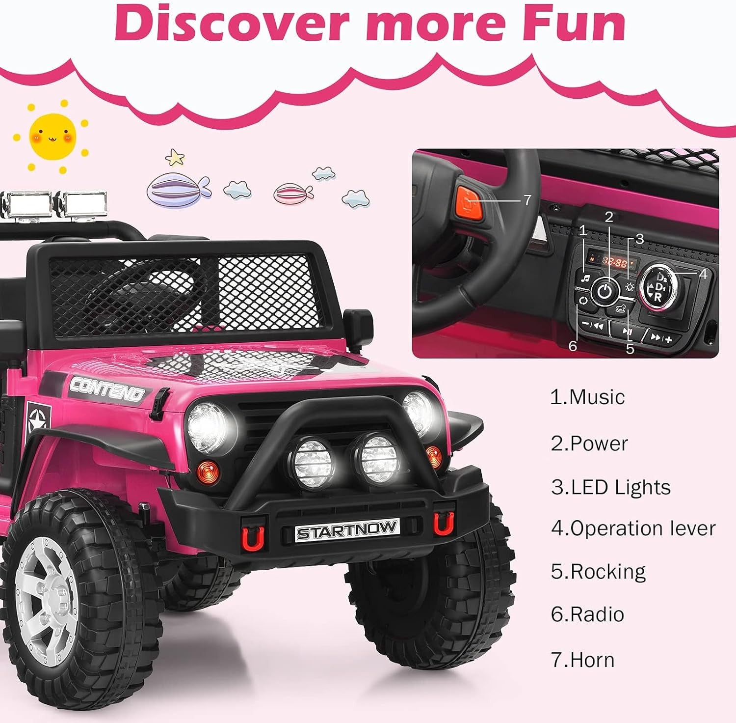 12V Electric 2-Seater Kids Ride-On Jeep Truck with Remote Control Trend Times 4